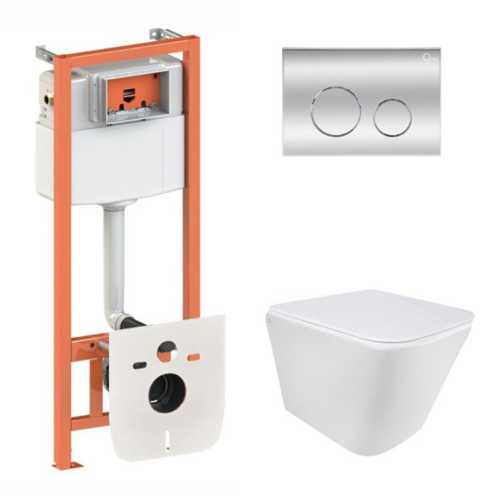 Установка для унитаза 4 в 1 Qtap Nest + унитаз с сиденьем Qtap Tern Ultra Quiet с панелью смыва (QT1733052EUQW45158)