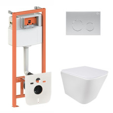 Установка для унитаза 4 в 1 Qtap Nest + унитаз с сиденьем Qtap Tern Ultra Quiet с панелью смыва (QT1733052EUQW45159)