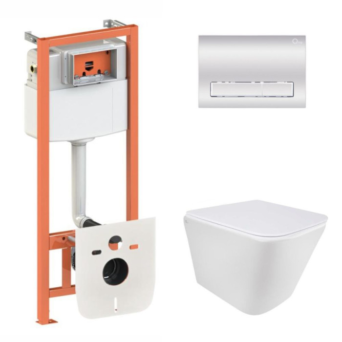 Установка для унитаза 4 в 1 Qtap Nest + унитаз с сиденьем Qtap Tern Ultra Quiet с панелью смыва (QT1733052EUQW45160)