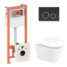 Установка для унитаза 4 в 1 Qtap Nest + унитаз с сиденьем Qtap Scorpio Ultra Quiet, с панелью смыва (QT1433053EUQW45164)
