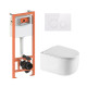Комплект: Qtap Taurus Ultra Quiet подвесной унитаз QT2433084EUQW + Nest комплект инсталляции 4в1 (Клавиша круглая White) QT0133M425 + QT0111M11110W