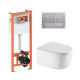 Комплект: Qtap Taurus Ultra Quiet подвесной унитаз QT2433084EUQW + Nest комплект установки 4в1 (Клавиша квадратная Satin) QT0133M425 + QT0111M06029SAT