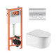 Комплект: Qtap Taurus Ultra Quiet подвесной унитаз QT2433084EUQW + Nest комплект установки 4в1 (Клавиша круглая Chrome) QT0133M425 + QT0111M11112CRM