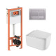 Комплект: Qtap Gemini Ultra Quiet подвесной унитаз QT2533076EUQW + Nest комплект установки 4в1 (Клавиша квадратная Satin) QT0133M425 + QT0111M06029SAT