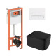 Комплект: Qtap Gemini Ultra Quiet подвесной унитаз QT2533076EUQMB + Nest комплект установки 4в1 (Клавиша линейная White) QT0133M425 + QT0111M08V1384W