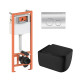 Комплект: Qtap Gemini Ultra Quiet подвесной унитаз QT2533076EUQMB + Nest комплект установки 4в1 (Клавиша круглая Chrome) QT0133M425 + QT0111M11112CRM