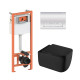 Комплект: Qtap Gemini Ultra Quiet подвесной унитаз QT2533076EUQMB + Nest комплект установки 4в1 (Клавиша линейная Chrome) QT0133M425 + QT0111M08381CRM