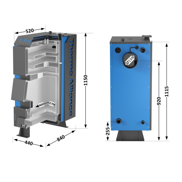 Котел твердопаливний сталевий Thermo Alliance Ferrum V 4.0 FSF 12 (FSF12V40)