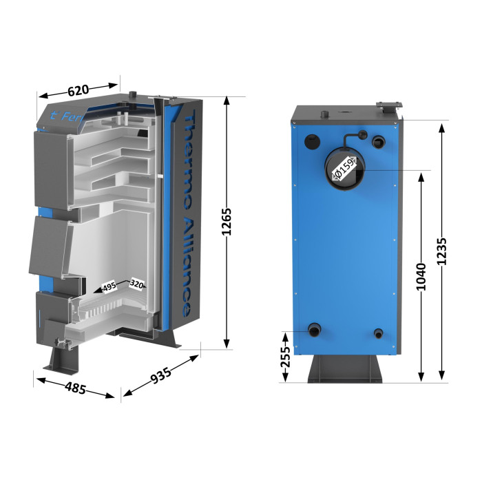 Котел твердотопливный стальной Thermo Alliance Ferrum V 4.0 FSF 20 (FSF20V40)