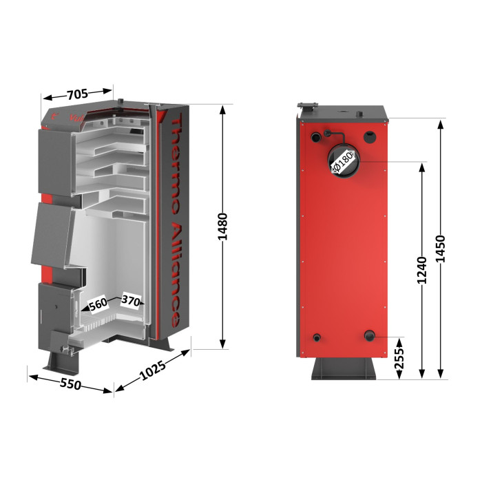 Котел твердопаливний сталевий Thermo Alliance Vulcan V 4.0 SF 27 (V27V40)