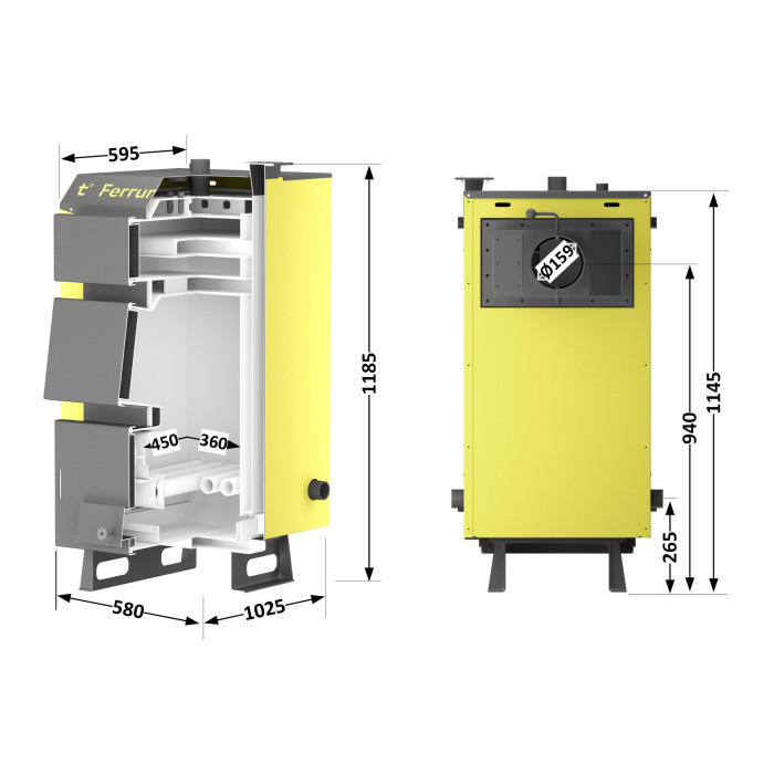 Котел твердопаливний сталевий Thermo Alliance Ferrum W V 5.0 FW 18 (FW18V50)