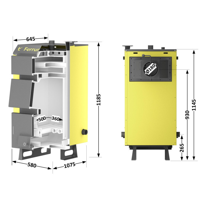 Котел твердопаливний сталевий Thermo Alliance Ferrum W V 5.0 FW 22 (FW22V50)