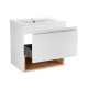 Комплект Qtap Robin 600х580х437 White/Whitish oak напольная тумба + раковина врезная QT1372TPВ6001WWO