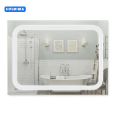 Зеркало Qtap Mideya (DC-F906) 800х600 с LED подсветкой Touch, с антизапотеванием, с часами, димером, рег. яркости QT2078F906W