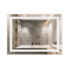 Зеркало Qtap Mideya (DC-F904) 800х600 с LED подсветкой Touch, с антизапотеванием, с часами, димером, рег. яркости QT2078F904W