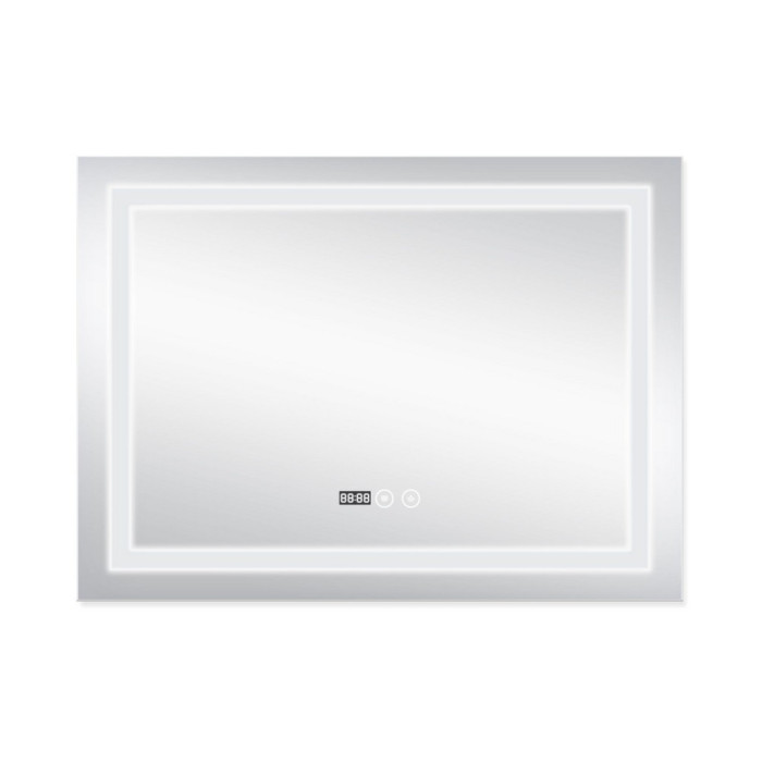 Зеркало Qtap Mideya (DC-F904) 800х600 с LED подсветкой Touch, с антизапотеванием, с часами, димером, рег. яркости QT2078F904W