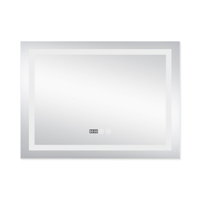 Зеркало Qtap Mideya (DC-F904) 800х600 с LED подсветкой Touch, с антизапотеванием, с часами, димером, рег. яркости QT2078F904W