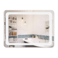 Зеркало Qtap Mideya (DC-F908) 800х600 с LED подсветкой Touch, с антизапотеванием, с часами, димером, рег. яркости QT2078F908W