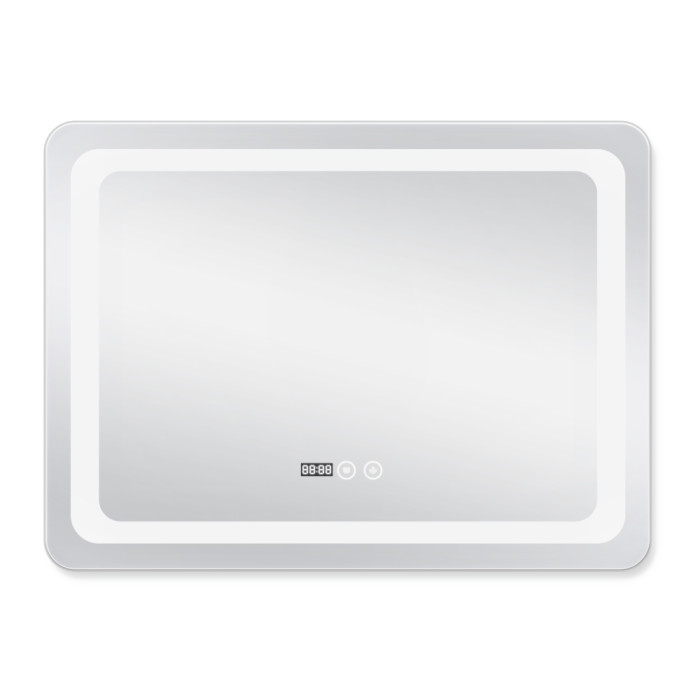 Зеркало Qtap Mideya (DC-F908) 800х600 с LED подсветкой Touch, с антизапотеванием, с часами, димером, рег. яркости QT2078F908W