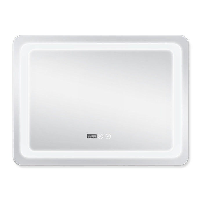 Зеркало Qtap Mideya (DC-F908) 800х600 с LED подсветкой Touch, с антизапотеванием, с часами, димером, рег. яркости QT2078F908W