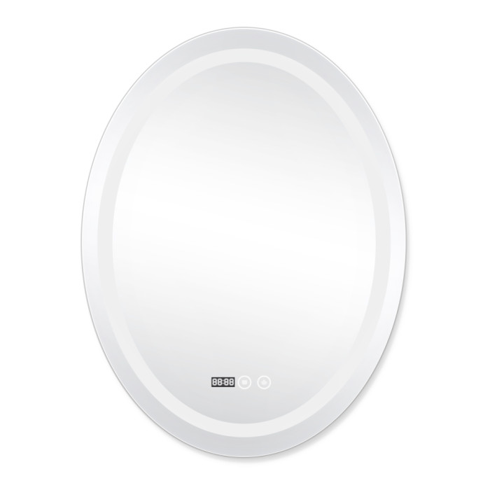 Зеркало Qtap Mideya (DC-F801) 600х800 с LED подсветкой Touch, с антизапотеванием, с часами, димером, рег. яркости QT2078F801W