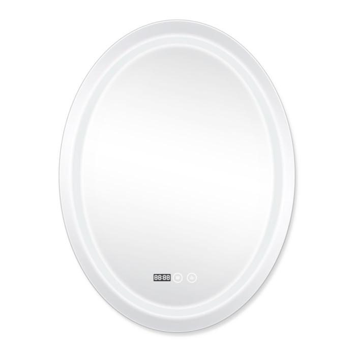 Зеркало Qtap Mideya (DC-F801) 600х800 с LED подсветкой Touch, с антизапотеванием, с часами, димером, рег. яркости QT2078F801W
