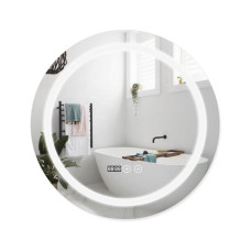 Зеркало Qtap Mideya (DC-F803) R600 с LED подсветкой Touch, с антизапотеванием, с часами, димером, рег. яркости QT2078F803W