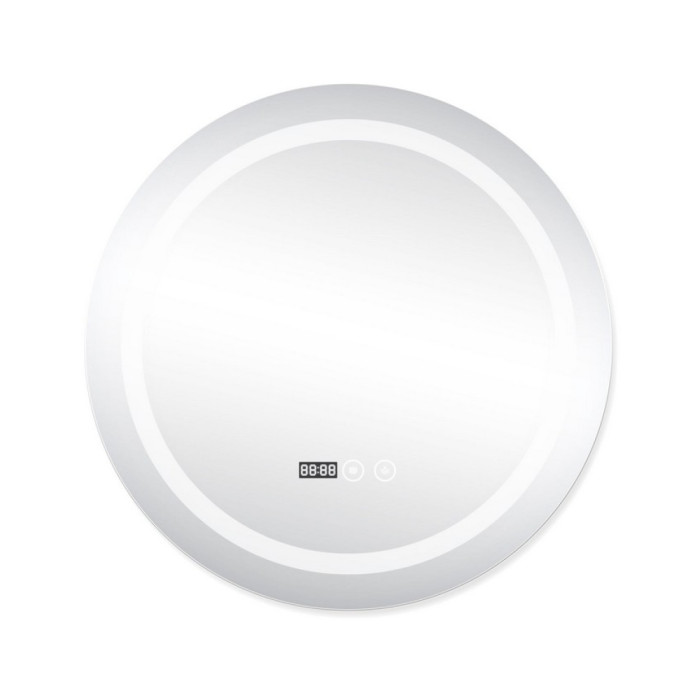 Зеркало Qtap Mideya (DC-F803) R600 с LED подсветкой Touch, с антизапотеванием, с часами, димером, рег. яркости QT2078F803W