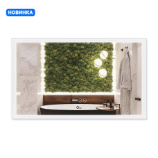 Зеркало Qtap Mideya Classic 1000х600 с LED подсветкой Touch, с антизапотеванием, с часами, димером, рег. яркости QT2078F615W