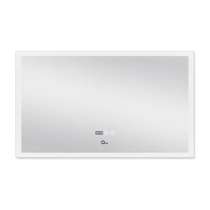 Дзеркало Qtap Mideya Classic 1000х600 з LED-підсвічуванням Touch, з антизапотіванням, з годинником, димером, рег. яскравості QT2078F615W