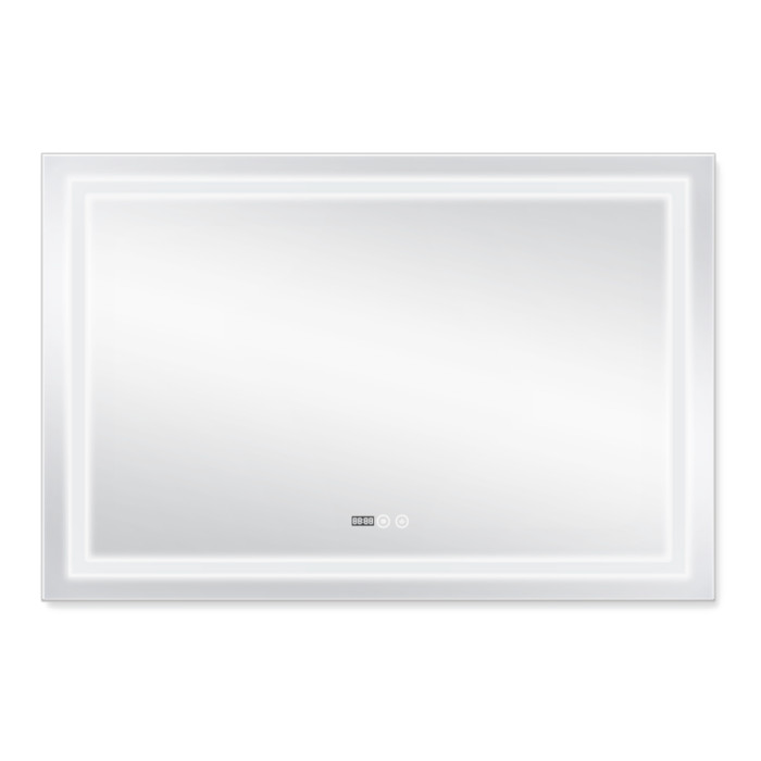 Дзеркало Qtap Mideya (DC-F613) 1200х800 з LED-підсвічуванням Touch, з антизапотіванням, з годинником, димером, рег. яскравості QT2078F613W