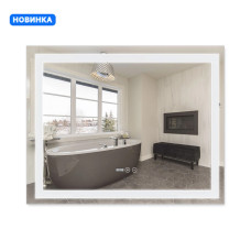 Зеркало Qtap Mideya (DC-F614) 1000х800 с LED подсветкой Touch, с антизапотеванием, с часами, димером, рег. яркости QT2078F614W
