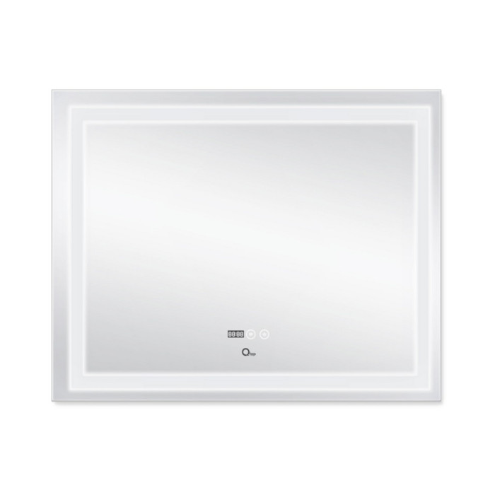 Зеркало Qtap Mideya (DC-F614) 1000х800 с LED подсветкой Touch, с антизапотеванием, с часами, димером, рег. яркости QT2078F614W
