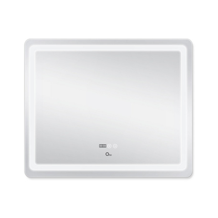 Зеркало Qtap Mideya (DC-F910) 1000х800 с LED подсветкой Touch, с антизапотеванием, с часами, димером, рег. яркости QT2078F910W