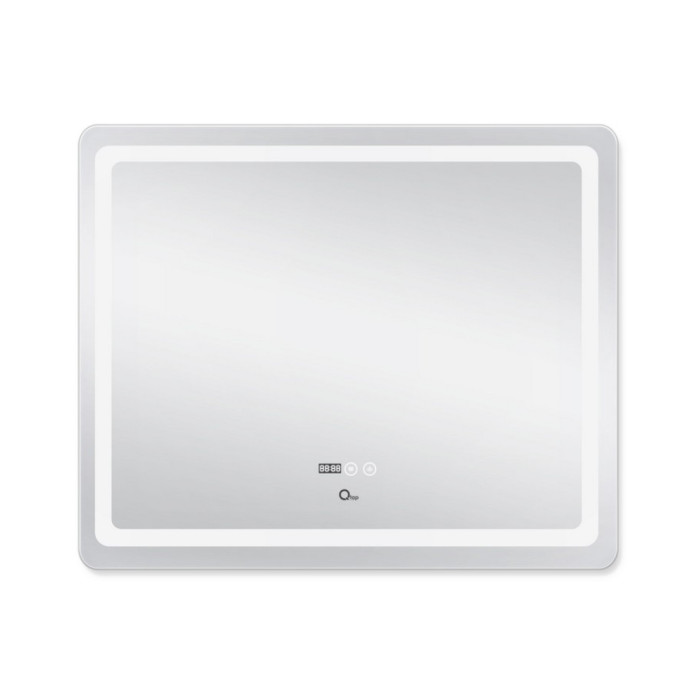 Зеркало Qtap Mideya (DC-F910) 1000х800 с LED подсветкой Touch, с антизапотеванием, с часами, димером, рег. яркости QT2078F910W