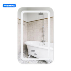 Зеркало Qtap Mideya (DC-F911) 500х800 с LED подсветкой Touch, с антизапотеванием, с часами, димером, рег. яркости QT2078F911W