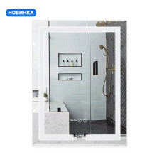 Зеркало Qtap Mideya (DC-F936) 500х800 с LED подсветкой Touch, с антизапотеванием, с часами, димером, рег. яркости QT2078F936W
