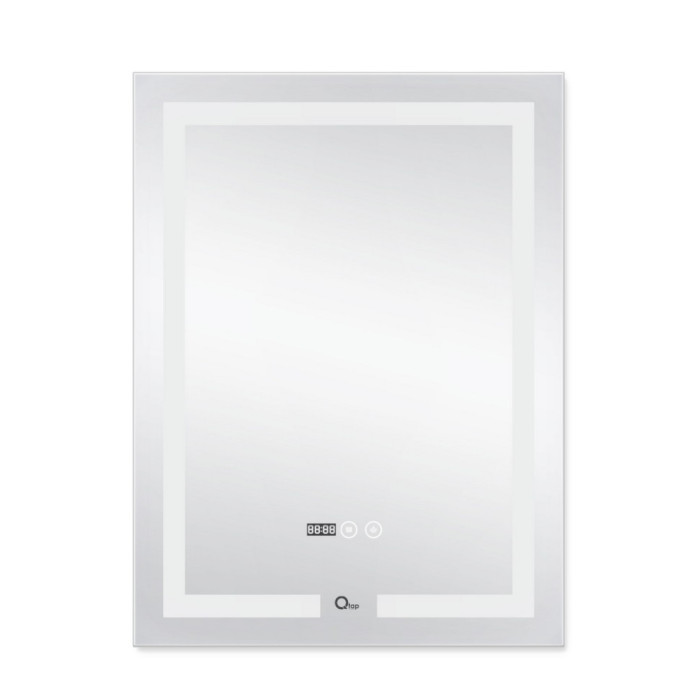 Дзеркало Qtap Mideya (DC-F936) 500х800 з LED-підсвічуванням Touch, з антизапотіванням, з годинником, димером, рег. яскравості QT2078F936W