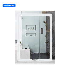 Зеркало Qtap Mideya (DC-F937) 600х800 с LED подсветкой Touch, с антизапотеванием, с часами, димером, рег. яркости QT2078F937W