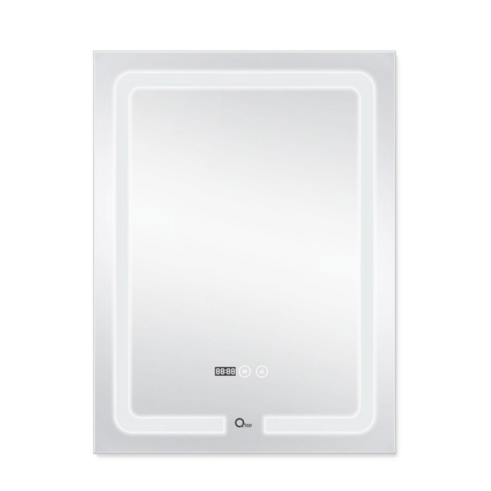 Зеркало Qtap Mideya (DC-F937) 600х800 с LED подсветкой Touch, с антизапотеванием, с часами, димером, рег. яркости QT2078F937W
