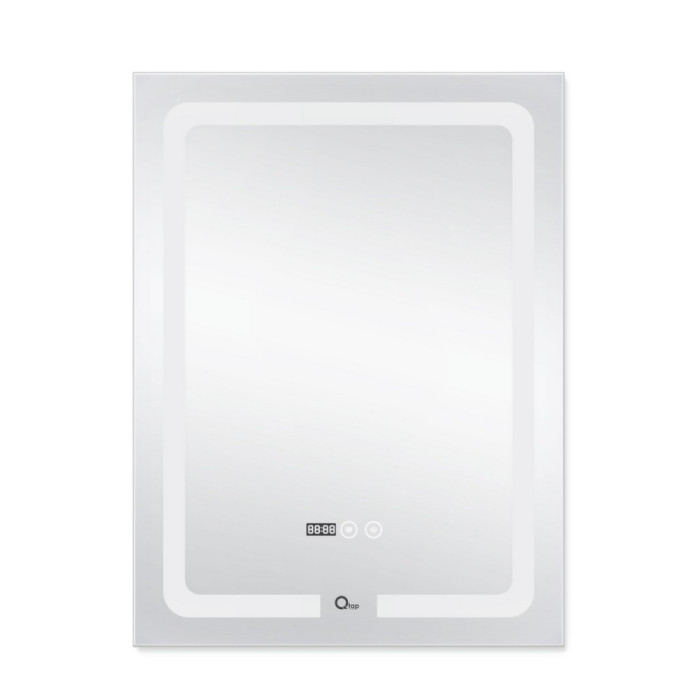 Зеркало Qtap Mideya (DC-F937) 600х800 с LED подсветкой Touch, с антизапотеванием, с часами, димером, рег. яркости QT2078F937W