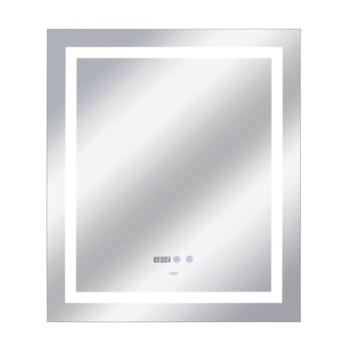 Дзеркало Qtap Mideya 700х800 з LED-підсвічуванням Touch, з антизапотіванням, з годинником, димером, рег. яскравості QT2078DCF7080W