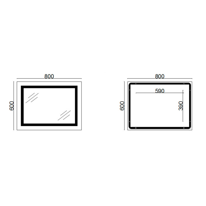 Дзеркало Lidz Kubis 800х600 з LED-підсвічуванням Touch, з антизапотіванням, з димером, рег. яскравості LD78LF9047400