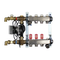 HERZ COMPACTFLOOR Light SK, виконання з насосом з електронним керуванням. 11 відводів. Готовий до монтажумодуль регулювання систем підлогового опалення, підключення знизу з відводомпід кутом 90°. 3E53331