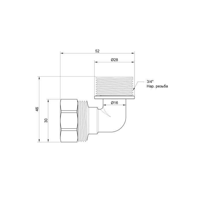 Кут обтискний SD Plus 20х3/4