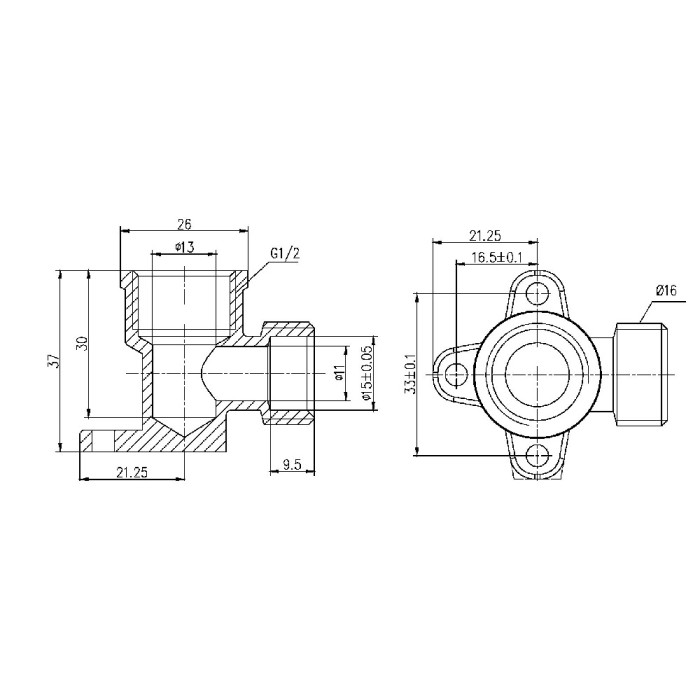 Угол обжимной настенный SD Forte 16х1/2