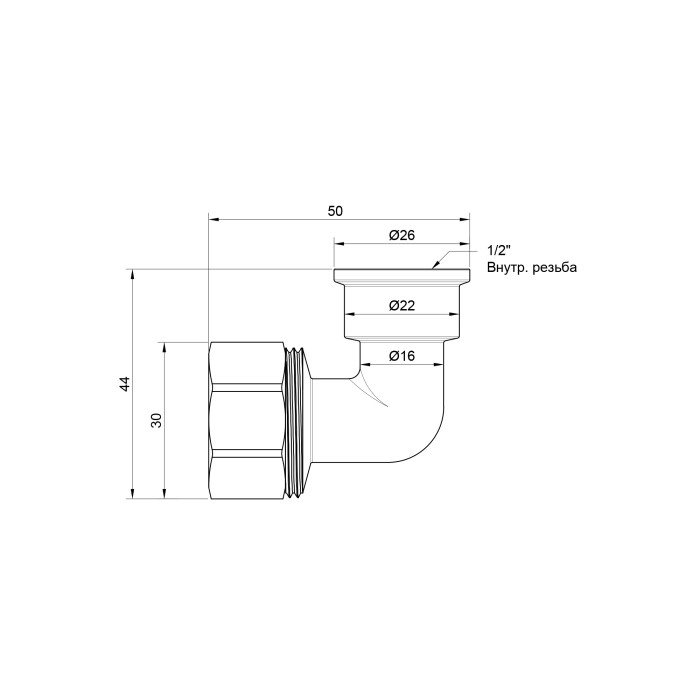 Кут обтискний SD Plus 20х1/2