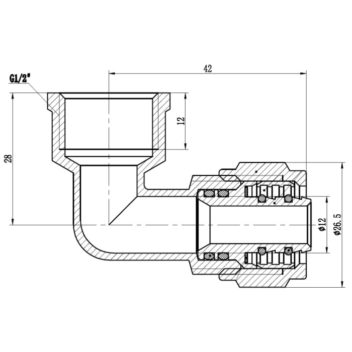 Угол обжимной SD Forte 16х1/2