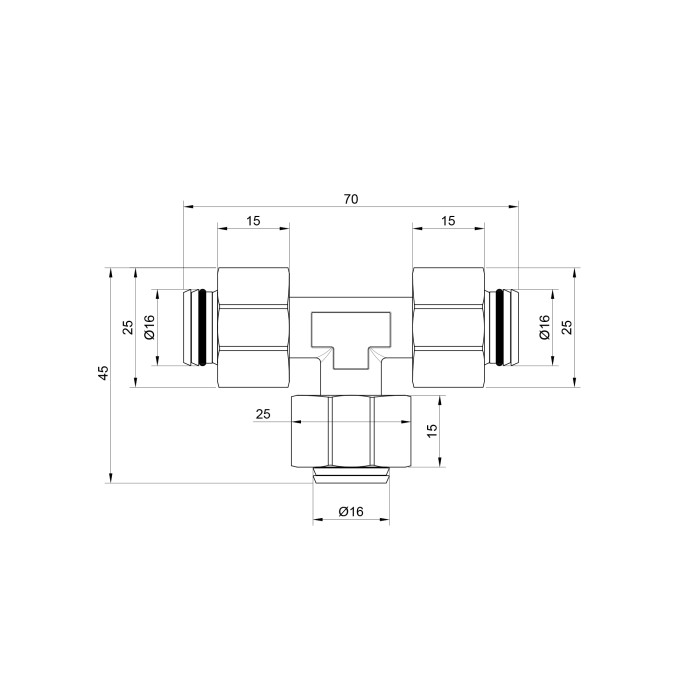 Тройник обжимной SD Plus 16 SD158W161616