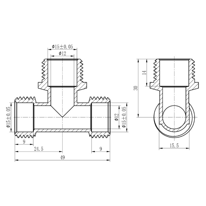Тройник обжимной SD Forte 16х1/2